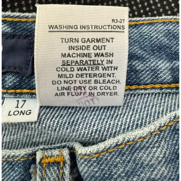 Cruel Girl Relaxed Jeans Womens 17 Long Medium Blue Tapered Leg AS IS Work Denim - Picture 6 of 12